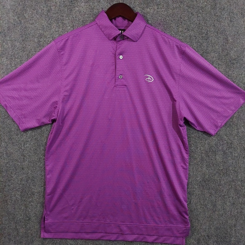 FootJoy Polo Shirt Mens Small Purple Geometric Disney Golf Performance Stretch